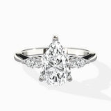 Three Stone Tapered Accent Ring Engagement Ring