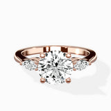 Three Stone Tapered Accent Ring Engagement Ring