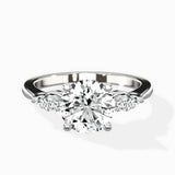 Three Stone Tapered Accent Ring Engagement Ring