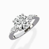 Three Stone Tapered Accent Ring Engagement Ring