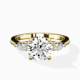 Three Stone Tapered Accent Ring Engagement Ring