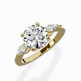 Three Stone Tapered Accent Ring Engagement Ring