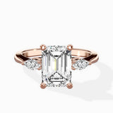 Three Stone Tapered Accent Ring Engagement Ring