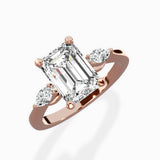 Three Stone Tapered Accent Ring Engagement Ring