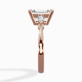 Three Stone Tapered Accent Ring Engagement Ring