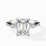 Three Stone Tapered Accent Ring Engagement Ring