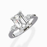 Three Stone Tapered Accent Ring Engagement Ring