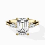 Three Stone Tapered Accent Ring Engagement Ring