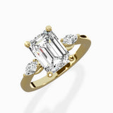 Three Stone Tapered Accent Ring Engagement Ring