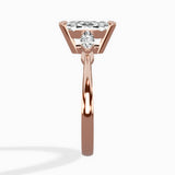 Three Stone Tapered Accent Ring Engagement Ring
