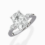 Three Stone Tapered Accent Ring Engagement Ring
