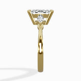 Three Stone Tapered Accent Ring Engagement Ring