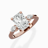 Three Stone Tapered Accent Ring Engagement Ring
