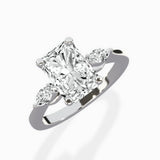 Three Stone Tapered Accent Ring Engagement Ring