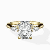 Three Stone Tapered Accent Ring Engagement Ring