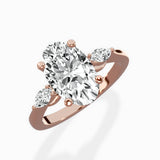 Three Stone Tapered Accent Ring Engagement Ring