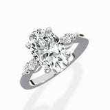 Three Stone Tapered Accent Ring Engagement Ring