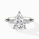 Three Stone Tapered Accent Ring Engagement Ring