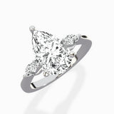 Three Stone Tapered Accent Ring Engagement Ring