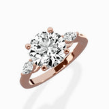 Three Stone Tapered Accent Ring Engagement Ring