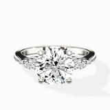 Three Stone Tapered Accent Ring Engagement Ring