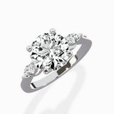 Three Stone Tapered Accent Ring Engagement Ring