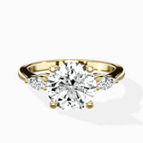 Three Stone Tapered Accent Ring Engagement Ring