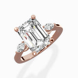 Three Stone Tapered Accent Ring Engagement Ring