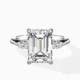 Three Stone Tapered Accent Ring Engagement Ring