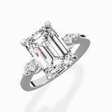 Three Stone Tapered Accent Ring Engagement Ring