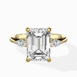 Three Stone Tapered Accent Ring Engagement Ring