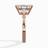 Three Stone Tapered Accent Ring Engagement Ring