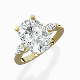 Three Stone Tapered Accent Ring Engagement Ring