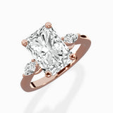 Three Stone Tapered Accent Ring Engagement Ring