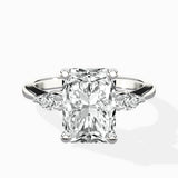 Three Stone Tapered Accent Ring Engagement Ring