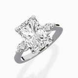 Three Stone Tapered Accent Ring Engagement Ring