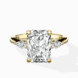 Three Stone Tapered Accent Ring Engagement Ring