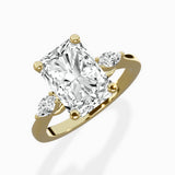 Three Stone Tapered Accent Ring Engagement Ring