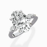 Three Stone Tapered Accent Ring Engagement Ring