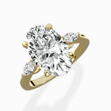 Three Stone Tapered Accent Ring Engagement Ring