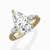 Three Stone Tapered Accent Ring Engagement Ring