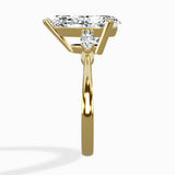 Three Stone Tapered Accent Ring Engagement Ring