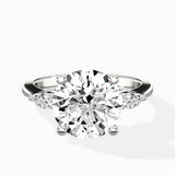 Three Stone Tapered Accent Ring Engagement Ring