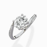Open Swirl Bypass Solitaire Ring Engagement Ring