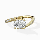 Open Swirl Bypass Solitaire Ring Engagement Ring