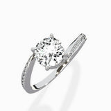 Open Swirl Bypass Solitaire Ring Engagement Ring