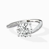 Open Swirl Bypass Solitaire Ring Engagement Ring