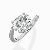 Open Swirl Bypass Solitaire Ring Engagement Ring