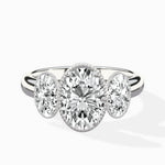 Venice Three Stone Oval Engagement Ring in White Gold