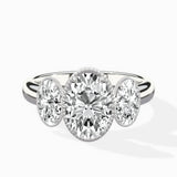 Venice Three Stone Oval Engagement Ring in White Gold